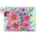 Enchanted Watercolor Flowers Botanical Foliage Canvas Cosmetic Bag (XXL) View1