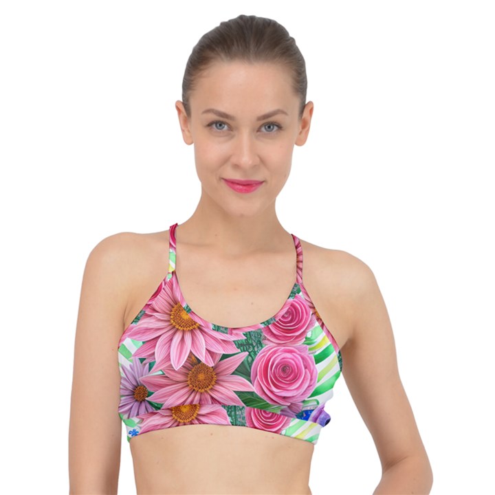 Enchanted Watercolor Flowers Botanical Foliage Basic Training Sports Bra