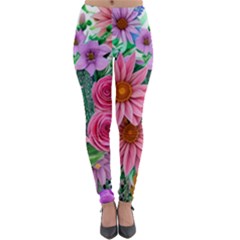 Enchanted Watercolor Flowers Botanical Foliage Lightweight Velour Leggings by GardenOfOphir