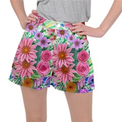 Enchanted Watercolor Flowers Botanical Foliage Ripstop Shorts by GardenOfOphir