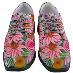 Enchanted Watercolor Flowers Botanical Foliage Women Heeled Oxford Shoes by GardenOfOphir