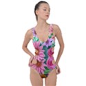 Enchanted Watercolor Flowers Botanical Foliage Side Cut Out Swimsuit View1