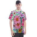 Enchanted Watercolor Flowers Botanical Foliage Men s Polo Tee View1