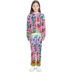 Enchanted Watercolor Flowers Botanical Foliage Kids  Tracksuit by GardenOfOphir