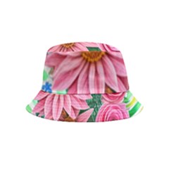 Enchanted Watercolor Flowers Botanical Foliage Bucket Hat (kids) by GardenOfOphir