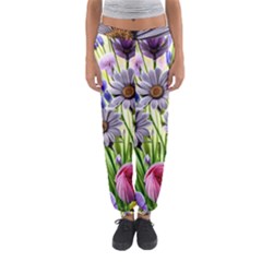 Expressive Watercolor Flowers Botanical Foliage Women s Jogger Sweatpants by GardenOfOphir