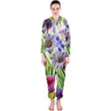 Expressive Watercolor Flowers Botanical Foliage Hooded Jumpsuit (Ladies) View1