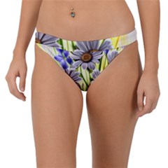 Expressive Watercolor Flowers Botanical Foliage Band Bikini Bottoms by GardenOfOphir