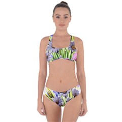 Expressive Watercolor Flowers Botanical Foliage Criss Cross Bikini Set by GardenOfOphir