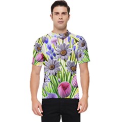 Expressive Watercolor Flowers Botanical Foliage Men s Short Sleeve Rash Guard by GardenOfOphir