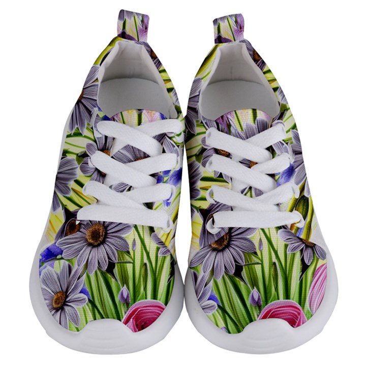 Expressive Watercolor Flowers Botanical Foliage Kids  Lightweight Sports Shoes