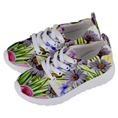 Expressive Watercolor Flowers Botanical Foliage Kids  Lightweight Sports Shoes by GardenOfOphir