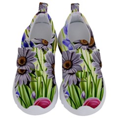 Expressive Watercolor Flowers Botanical Foliage Kids  Velcro No Lace Shoes by GardenOfOphir