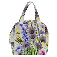 Expressive Watercolor Flowers Botanical Foliage Boxy Hand Bag by GardenOfOphir