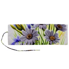 Expressive Watercolor Flowers Botanical Foliage Roll Up Canvas Pencil Holder (m) by GardenOfOphir