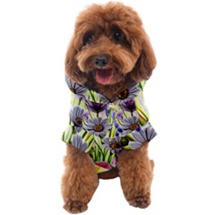 Expressive Watercolor Flowers Botanical Foliage Dog Coat by GardenOfOphir