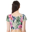 Delightful Watercolor Flowers And Foliage Short Sleeve Crop Top View2