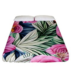 Delightful Watercolor Flowers And Foliage Fitted Sheet (queen Size) by GardenOfOphir