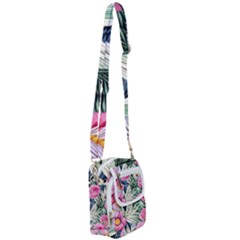 Delightful Watercolor Flowers And Foliage Shoulder Strap Belt Bag by GardenOfOphir