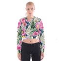 Delightful Watercolor Flowers And Foliage Cropped Sweatshirt View1