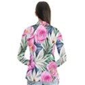 Delightful Watercolor Flowers And Foliage Drape Collar Cardigan View2