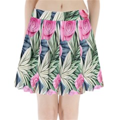 Delightful Watercolor Flowers And Foliage Pleated Mini Skirt by GardenOfOphir