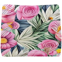 Delightful Watercolor Flowers And Foliage Seat Cushion by GardenOfOphir