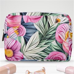 Delightful Watercolor Flowers And Foliage Make Up Pouch (medium) by GardenOfOphir