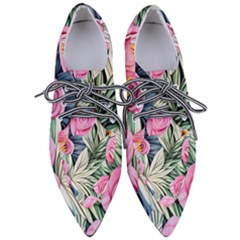 Delightful Watercolor Flowers And Foliage Pointed Oxford Shoes by GardenOfOphir