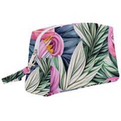 Delightful Watercolor Flowers And Foliage Wristlet Pouch Bag (large) by GardenOfOphir