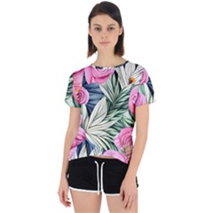 Delightful Watercolor Flowers And Foliage Open Back Sport Tee by GardenOfOphir