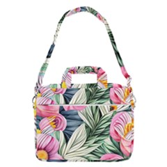 Delightful Watercolor Flowers And Foliage Macbook Pro 16  Shoulder Laptop Bag by GardenOfOphir