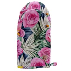 Delightful Watercolor Flowers And Foliage Microwave Oven Glove