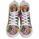 Coral Watercolor Flowers Botanical Foliage Women s Hi-Top Skate Sneakers View1