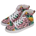 Coral Watercolor Flowers Botanical Foliage Women s Hi-Top Skate Sneakers View2