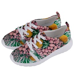 Coral Watercolor Flowers Botanical Foliage Women s Lightweight Sports Shoes by GardenOfOphir