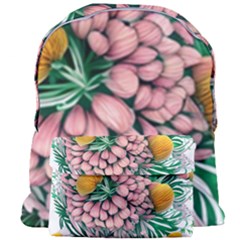 Coral Watercolor Flowers Botanical Foliage Giant Full Print Backpack by GardenOfOphir