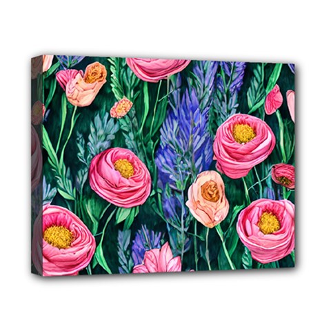 Cute Watercolor Flowers And Foliage Canvas 10  X 8  (stretched) by GardenOfOphir