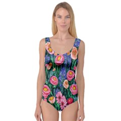 Cute Watercolor Flowers And Foliage Princess Tank Leotard 