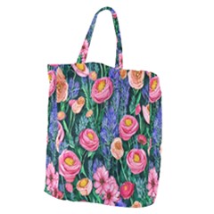 Cute Watercolor Flowers And Foliage Giant Grocery Tote by GardenOfOphir