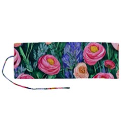 Cute Watercolor Flowers And Foliage Roll Up Canvas Pencil Holder (m) by GardenOfOphir