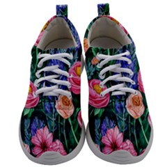 Cute Watercolor Flowers And Foliage Mens Athletic Shoes by GardenOfOphir