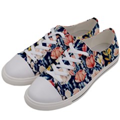 Exquisite Watercolor Flowers And Foliage Women s Low Top Canvas Sneakers by GardenOfOphir