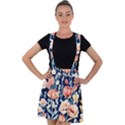 Exquisite Watercolor Flowers And Foliage Velvet Suspender Skater Skirt View1