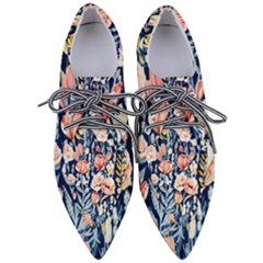 Exquisite Watercolor Flowers And Foliage Pointed Oxford Shoes by GardenOfOphir