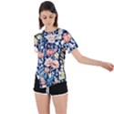 Exquisite Watercolor Flowers And Foliage Asymmetrical Short Sleeve Sports Tee View1