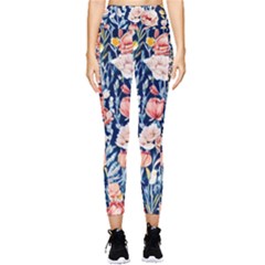 Exquisite Watercolor Flowers And Foliage Pocket Leggings  by GardenOfOphir