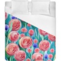 Brilliantly Hued Watercolor Flowers In A Botanical Duvet Cover (California King Size) View1