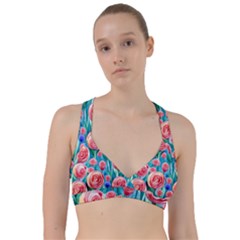 Brilliantly Hued Watercolor Flowers In A Botanical Sweetheart Sports Bra by GardenOfOphir