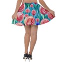 Brilliantly Hued Watercolor Flowers In A Botanical Velvet Skater Skirt View2